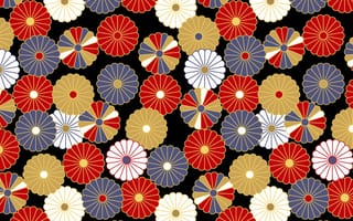 Картинка Текстура, Japanese, фоне, Черный, черном, на, Разноцветные, style