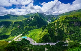 Картинка Грузия, Gudauri, Mtskheta-Mtianeti, облачно, Пейзаж, Облака, Небо, облако, гора, Природа, Горы