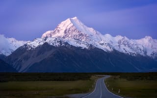 Картинка Новая, Зеландия, гора, Горы, Cook, Mount, Дороги, Природа