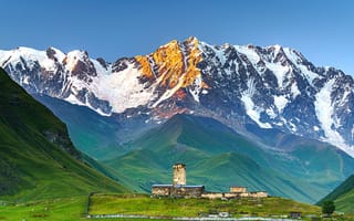 Картинка Грузия, Ushguli, Upper, гора, Природа, Небо, Горы, Svaneti