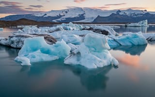 Обои Исландия, Лед, Вода, снега, Снег, Природа, воде, снеге, снегу, Горы, гора, льда