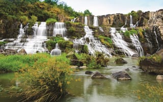 Картинка Вьетнам, Pongour, Камень, Камни, Водопады, Falls, Природа