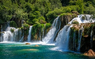 Обои Хорватия, Krka, Утес, National, парк, Природа, Парки, скалы, Скала, Водопады, скале, Park