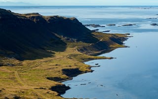Картинка Исландия, гора, Горы, Природа, Горизонт, горизонта, берег, Побережье