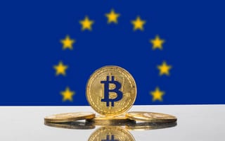 Картинка Bitcoin, Европа, золотые, Флаг, золотых, Биткоин, флага, Монеты, Золотой, золотая