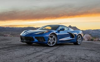 Картинка Chevrolet, 2020, Шевроле, Синий, синяя, синих, Stingray, автомобиль, Металлик, машина, авто, Corvette, синие, машины, Автомобили