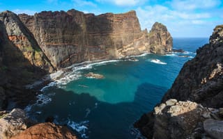 Картинка Португалия, Madeira, Sao, Море, Утес, Скала, Природа, скале, Lourenco, скалы, Залив, заливы, залива