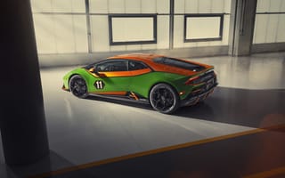 Обои Lamborghini, Evo, Huracan, GT, зеленые, зеленая, Зеленый, машины, машина, авто, Сбоку, автомобиль, Celebration, Автомобили, зеленых, Ламборгини