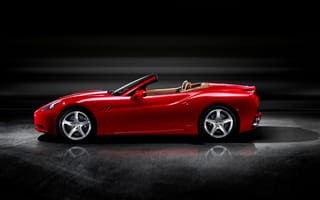 Картинка Феррари, California, Ferrari, красная, Сбоку, машины, машина, авто, автомобиль, Металлик, Родстер, красных, Красный, Автомобили, красные