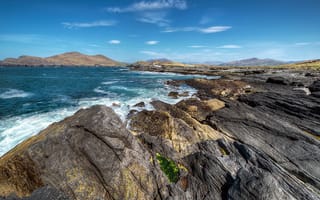 Картинка Ирландия, Kerry, скале, скалы, Побережье, Небо, Утес, Море, Природа, берег, Скала