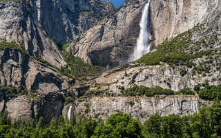 Картинка Йосемити, штаты, Скала, Природа, скалы, Водопады, Парки, Утес, америка, парк, скале, США