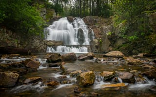 Картинка США, Pennsylvania, Hawk, Park, State, штаты, Камень, Природа, Falls, Hickory, Камни, Run, америка, Водопады