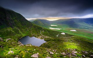 Картинка Ирландия, Kerry, облако, Природа, Горы, Камни, холм, Камень, холмов, Облака, облачно, Холмы, гора