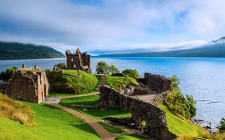 Картинка Шотландия, Loch, Руины, Природа, Ness, Urquhart, Castle, Озеро, Развалины