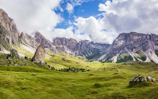 Картинка альп, Италия, Dolomite, Трава, Альпы, облако, траве, гора, Alps, Bolzano, Природа, Долина, Облака, облачно, Горы