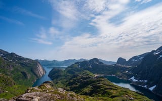 Обои Лофотенские, острова, Норвегия, скалы, Небо, гора, облако, облачно, Природа, Утес, Trollfjord, Горы, Облака, скале, Скала
