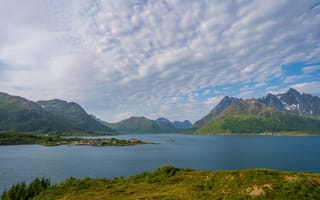 Обои Лофотенские, острова, Горы, облако, облачно, Облака, гора, Норвегия, fjord, Природа
