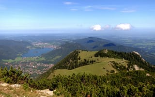 Картинка Бавария, Германия, холмов, Природа, Озеро, лес, Сверху, холм, Леса, Schliersee, Холмы