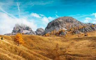 Картинка Италия, South, Осень, Tyrol, Dolomite, осенние, гора, Горы, Alps, Природа