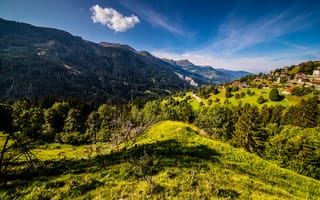 Картинка альп, Швейцария, Природа, Graubünden, Небо, гора, Горы, Альпы, Пейзаж