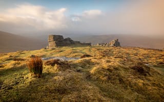 Картинка Англия, Dartmoor, Камни, Развалины, Холмы, холм, Руины, Природа, холмов, Камень