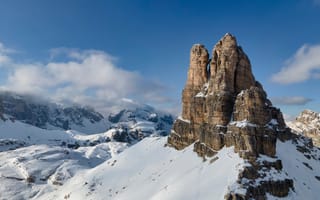 Картинка Альпы, Италия, скалы, снегу, Dolomites, Природа, снеге, Скала, гора, Горы, альп, Снег, снега, скале, Утес
