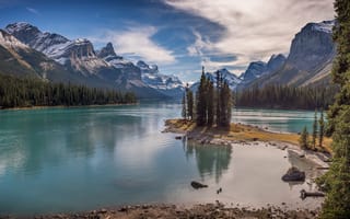 Картинка Канада, Lake, Maligne, ALberta, Озеро, Природа, Горы, Пейзаж, гора