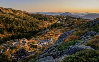 Картинка Норвегия, Bergen, осенние, Горы, Камень, Природа, гора, Камни, Осень