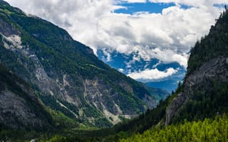 Картинка Швейцария, Valais, Природа, облачно, лес, Леса, Облака, облако, гора, Горы