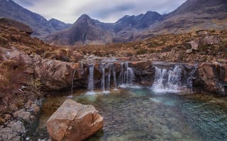 Обои Шотландия, Drynoch, Камень, Утес, Природа, Скала, гора, Камни, Водопады, Горы, скале, скалы
