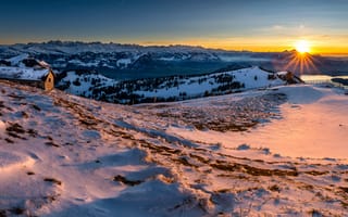 Картинка Альпы, Швейцария, Горы, Солнце, Kulm, Снег, Rigi, солнца, снега, Природа, гора, снегу, снеге, альп