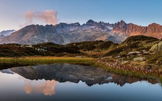 Картинка альп, Швейцария, отражается, Отражение, Природа, гора, Альпы, Berne, panorama, Canton, отражении, Озеро, Горы