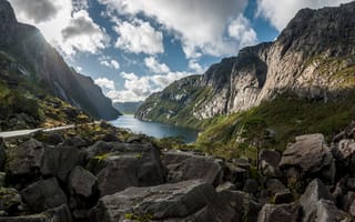 Картинка Норвегия, Bjerkreim, Природа, гора, Камень, облако, облачно, Камни, Облака, скалы, скале, Горы, Утес, Скала