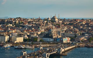 Картинка Стамбул, Мечеть, Здания, Мосты, город, Турция, Дома, Города, мост