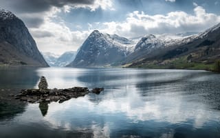Картинка Норвегия, Sogn, Горы, гора, облачно, Природа, Fjordane, fjord, og, облако, Облака