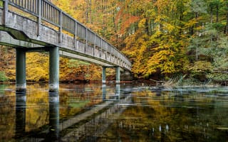 Картинка Германия, Schwentine, мост, Мосты, речка, река, Природа, Осень, осенние, Реки