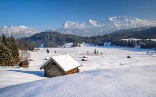 Картинка Бавария, альп, гора, Германия, Снег, зимние, Природа, Зима, Альпы, Горы, снегу, снеге, снега