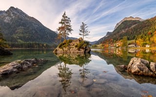 Обои Бавария, альп, Камень, Природа, Осень, Озеро, гора, Камни, Горы, осенние, Альпы, Германия