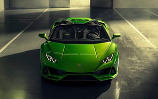 Картинка Lamborghini, Spyder, Huracan, Ламборгини, машины, Спереди, Зеленый, зеленые, автомобиль, авто, зеленых, Evo, зеленая, машина, Родстер, Автомобили