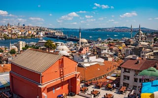 Картинка Стамбул, Мечеть, Дома, город, Города, Турция, Здания