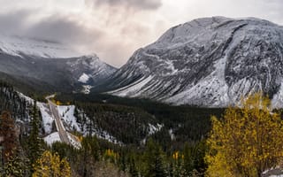 Картинка Канада, Alberta, panorama, Пейзаж, Природа, гора, Горы, Дороги