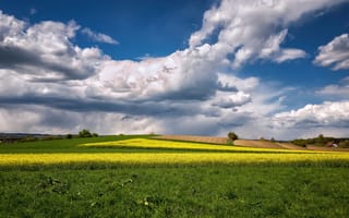 Картинка Бавария, Германия, облачно, Поля, Облака, Пейзаж, облако, Природа