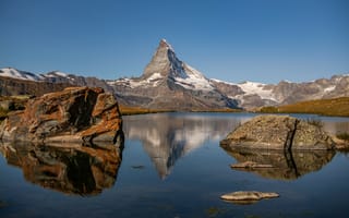 Картинка альп, Швейцария, гора, Камни, Камень, Озеро, Горы, Альпы, Stellisee, Zermatt, Природа