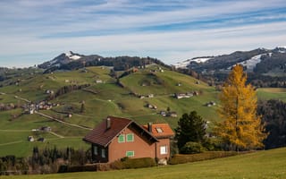 Обои альп, Швейцария, Toggenburg, Здания, осенние, Горы, Природа, Альпы, Осень, гора, Дома