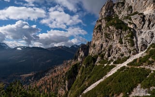 Картинка Италия, Dolomites, South, скале, Горы, скалы, гора, облако, Природа, Скала, Утес, Облака, облачно, Tyrol