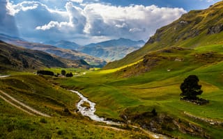 Картинка альп, Швейцария, Облака, Graubünden, облако, Альпы, Ручей, облачно, ручеек, гора, Горы, Природа