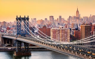Картинка Нью-Йорк, Манхэттен, америка, город, Города, Мосты, Bridge, Brooklyn, штаты, мост, США