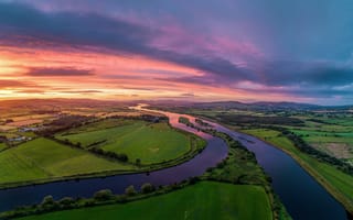 Картинка Ирландия, Donegal, river, Природа, Пейзаж, Foyle, река, Поля, Реки, речка