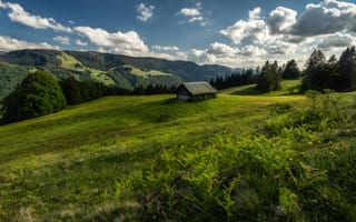 Картинка Бавария, Германия, Луга, Облака, холмов, облачно, Allgäu, холм, Природа, Холмы, облако