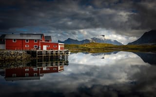 Обои Лофотенские, острова, Норвегия, Природа, облачно, Облака, Горы, гора, Vestvågøy, облако